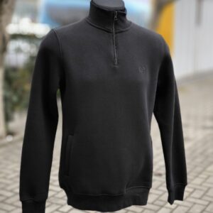 Hanorac cald din fleece negru pentru bărbați cu guler cu fermoar